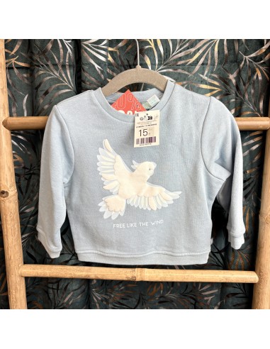 Pull OBAïBI bleu oiseaux 12mois