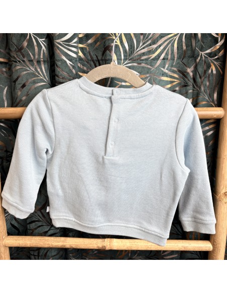 Pull OBAïBI bleu oiseaux 12mois
