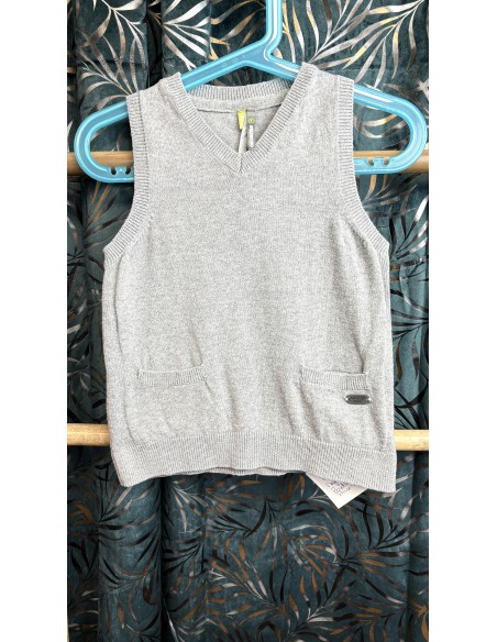 Pull sans manche gris